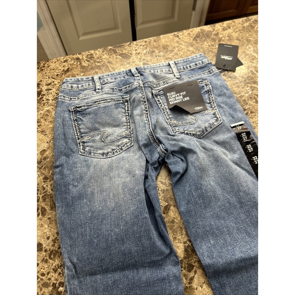 Silver Suki Women's Jeans 32x27 Curvy Fit Skinny Leg Mid Rise Msrp 89.00 - Picture 14 of 15
